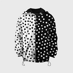 Куртка с капюшоном детская Две половины чёрный и белый горошек, цвет: 3D-черный