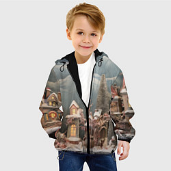 Куртка с капюшоном детская Рождественские огни на деревьях, цвет: 3D-черный — фото 2