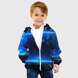 Куртка с капюшоном детская Синий неоновый экран, цвет: 3D-белый — фото 2