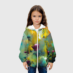 Куртка с капюшоном детская Абстрактные розы в пятнах краски, цвет: 3D-белый — фото 2