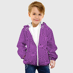 Куртка с капюшоном детская Лабиринт с иероглифами на сиреневом, цвет: 3D-белый — фото 2