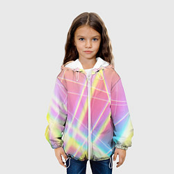 Куртка с капюшоном детская Хаотичные неоновые линии, цвет: 3D-белый — фото 2