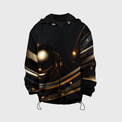 Куртка с капюшоном детская Абстракция золотого на черном, цвет: 3D-черный
