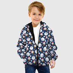 Куртка с капюшоном детская Весёлые снеговики - паттерн, цвет: 3D-черный — фото 2
