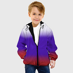 Куртка с капюшоном детская Градиент российского флаг, цвет: 3D-черный — фото 2