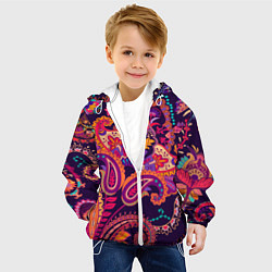 Куртка с капюшоном детская Индийские этнические узоры, цвет: 3D-белый — фото 2