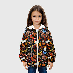 Куртка с капюшоном детская Разноцветные тропические бабочки, цвет: 3D-белый — фото 2