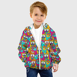 Куртка с капюшоном детская Разноцветные совы, цвет: 3D-белый — фото 2