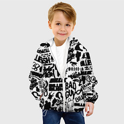 Куртка с капюшоном детская Билли Айлиш автографы черно белый, цвет: 3D-белый — фото 2