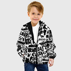 Куртка с капюшоном детская Билли Айлиш автографы черно белый, цвет: 3D-черный — фото 2