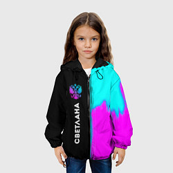 Куртка с капюшоном детская Светлана и неоновый герб России по-вертикали, цвет: 3D-черный — фото 2