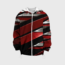 Куртка с капюшоном детская Красная металическая абстракция, цвет: 3D-белый