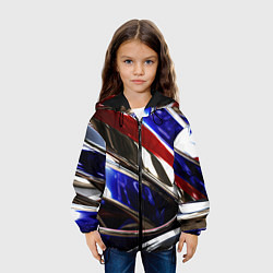 Куртка с капюшоном детская Металлические абстрактные вставки, цвет: 3D-черный — фото 2