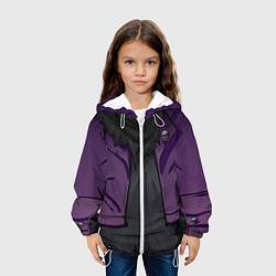 Куртка с капюшоном детская Фиолетовая косуха лича с черепами, цвет: 3D-белый — фото 2