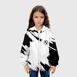 Куртка с капюшоном детская BMW чёрные краски абстракция, цвет: 3D-белый — фото 2