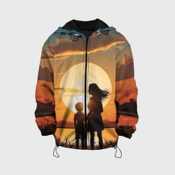 Куртка с капюшоном детская Мать и дитя на закате, цвет: 3D-черный