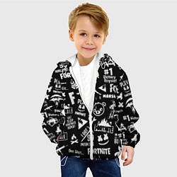Куртка с капюшоном детская Fortnite alllogo black, цвет: 3D-белый — фото 2