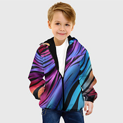 Куртка с капюшоном детская Линия неонового цвета, цвет: 3D-черный — фото 2