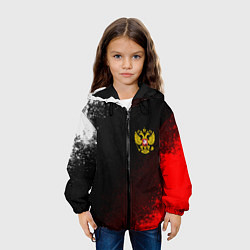 Куртка с капюшоном детская Герб РФ краски империи, цвет: 3D-черный — фото 2
