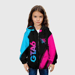 Куртка с капюшоном детская GTA6 - neon gradient вертикально, цвет: 3D-черный — фото 2