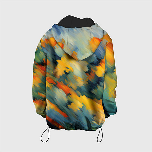 Детская куртка Жёлтые и синие мазки / 3D-Черный – фото 2