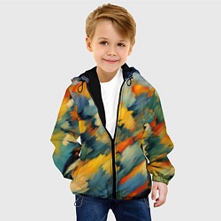 Куртка с капюшоном детская Жёлтые и синие мазки, цвет: 3D-черный — фото 2