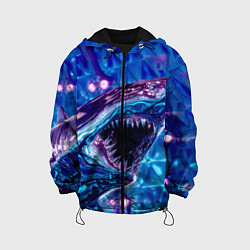 Куртка с капюшоном детская Фиолетовая акула, цвет: 3D-черный