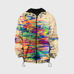 Куртка с капюшоном детская Разноцветный глитч, цвет: 3D-черный