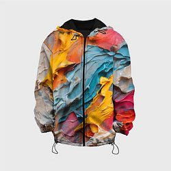 Куртка с капюшоном детская Абстрактная живопись акрилом, цвет: 3D-черный