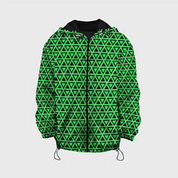 Куртка с капюшоном детская Зелёные и чёрные треугольники, цвет: 3D-черный