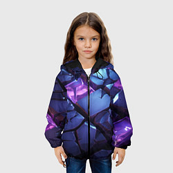 Куртка с капюшоном детская Фиолетовые неоновые плиты, цвет: 3D-черный — фото 2
