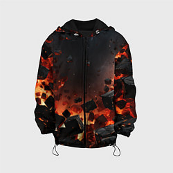 Куртка с капюшоном детская Взрыв плит и огонь, цвет: 3D-черный