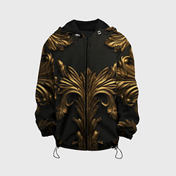 Куртка с капюшоном детская Темные золотые узоры, цвет: 3D-черный