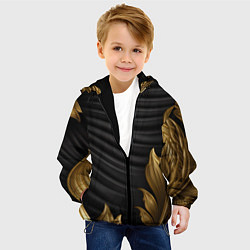 Куртка с капюшоном детская Узоры золотые на черном фоне, цвет: 3D-черный — фото 2