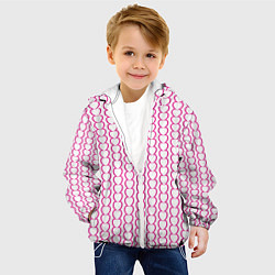 Куртка с капюшоном детская Полосы из сердечек, цвет: 3D-белый — фото 2