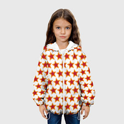 Куртка с капюшоном детская Красные звезды с контуром, цвет: 3D-белый — фото 2