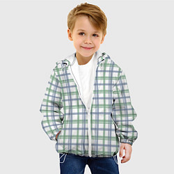 Куртка с капюшоном детская Сине-зелёный светлый полосатый, цвет: 3D-белый — фото 2