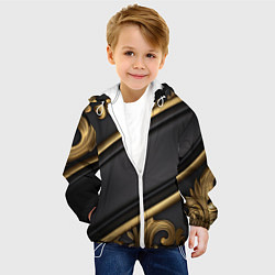Куртка с капюшоном детская Лепнина объемные узоры золотые, цвет: 3D-белый — фото 2