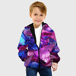 Куртка с капюшоном детская Розовые и синие битые стекла, цвет: 3D-черный — фото 2