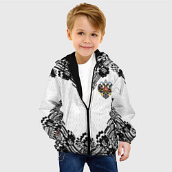 Куртка с капюшоном детская Имперский узор Россия герб патриотизм, цвет: 3D-черный — фото 2