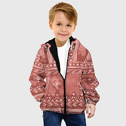 Куртка с капюшоном детская Красный славянский орнамент, цвет: 3D-черный — фото 2