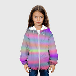 Куртка с капюшоном детская Голографические неоновые полосы, цвет: 3D-белый — фото 2