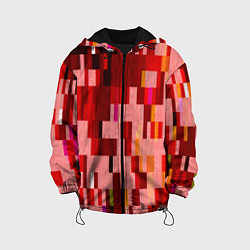 Куртка с капюшоном детская Красный глитч, цвет: 3D-черный