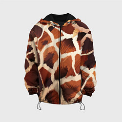 Куртка с капюшоном детская Пятнистый мех жирафа, цвет: 3D-черный