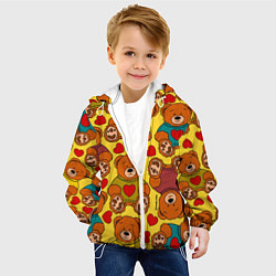 Куртка с капюшоном детская Игрушечные мишки и сердечки, цвет: 3D-белый — фото 2