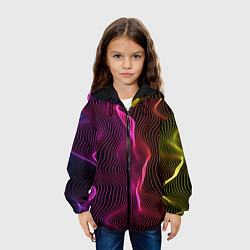 Куртка с капюшоном детская Переплетающие цветные линии, цвет: 3D-черный — фото 2