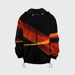 Куртка с капюшоном детская Красные оранжевые абстрактные полосы, цвет: 3D-черный