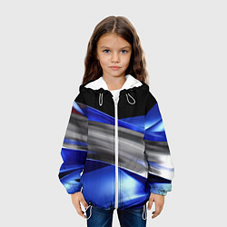 Куртка с капюшоном детская Серебряная вставка на синей абстракции, цвет: 3D-белый — фото 2