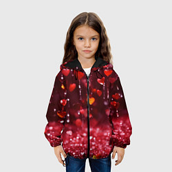 Куртка с капюшоном детская Дождь из сердечек, цвет: 3D-черный — фото 2