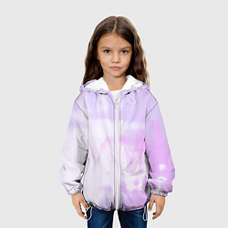 Куртка с капюшоном детская Нежная светло-сиреневая абстракция тай-дай, цвет: 3D-белый — фото 2
